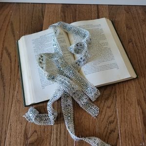 Vintage metalic silver and blue rhinestone 50s 60s braided sewing trim